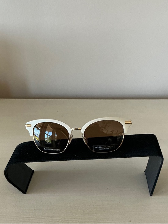 BCBG Ivory Frame Sunglasses with Gold Accents and Brown Lenses